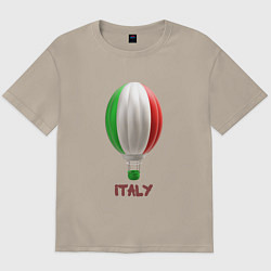 Футболка оверсайз мужская 3d aerostat Italy flag, цвет: миндальный