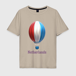 Мужская футболка оверсайз 3d aerostat Netherlands flag