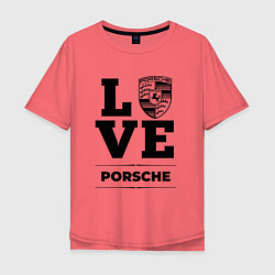 Футболка оверсайз мужская Porsche Love Classic, цвет: коралловый