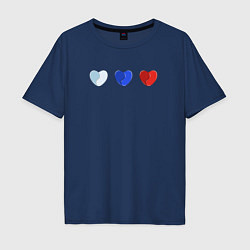 Мужская футболка оверсайз Триколор в сердечках