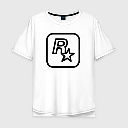Мужская футболка оверсайз Логотип Rockstar games чб