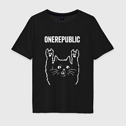 Футболка оверсайз мужская OneRepublic Рок кот One Republic, цвет: черный