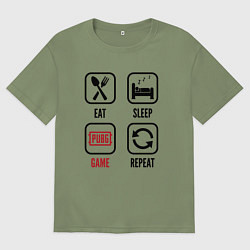 Мужская футболка оверсайз Eat Sleep PUBG Repeat