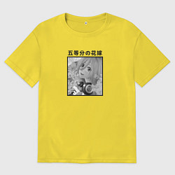 Футболка оверсайз мужская Мику ЧБ, цвет: желтый