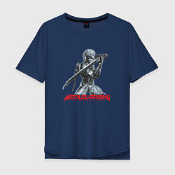 Футболка оверсайз мужская Райден из Metal Gear Rising с мечом, цвет: тёмно-синий