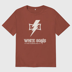 Футболка оверсайз мужская Белые шрамы лого винтаж, цвет: кирпичный