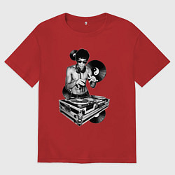 Футболка оверсайз мужская Bruce Lee - Vinyl Dj, цвет: красный