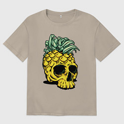 Футболка оверсайз мужская Череп-ананас Лето, цвет: миндальный