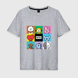 Футболка оверсайз мужская BT21 BTS к-поп, цвет: меланж