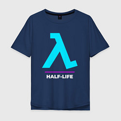 Мужская футболка оверсайз Символ Half-Life в неоновых цветах