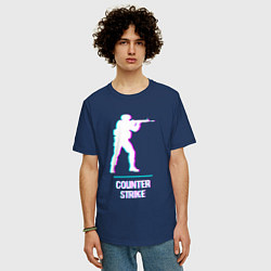 Футболка оверсайз мужская Counter Strike в стиле Glitch - Баги Графики, цвет: тёмно-синий — фото 2