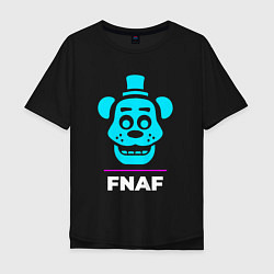 Мужская футболка оверсайз Символ FNAF в неоновых цветах