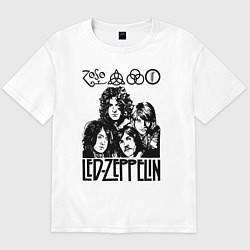 Футболка оверсайз мужская Led Zeppelin Black, цвет: белый