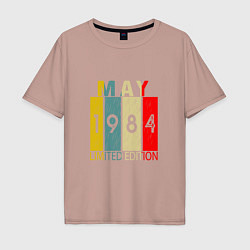 Футболка оверсайз мужская 1984 - Май, цвет: пыльно-розовый