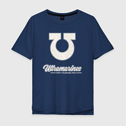 Футболка оверсайз мужская Ультрамарины винтаж лого, цвет: тёмно-синий