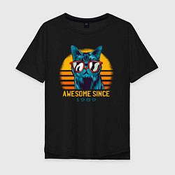 Мужская футболка оверсайз Потрясающий котэ 1989