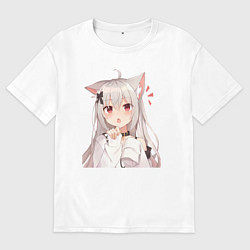 Мужская футболка оверсайз Неко кошка-девочка