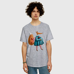 Футболка оверсайз мужская Беременная лисица, цвет: меланж — фото 2