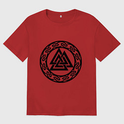 Мужская футболка оверсайз Валькнут - символ Одина