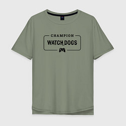 Мужская футболка оверсайз Watch Dogs gaming champion: рамка с лого и джойсти