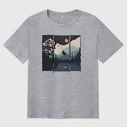 Футболка оверсайз мужская Оранжевая луна и тарзанка, цвет: меланж