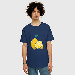 Футболка оверсайз мужская Вкусные Лимончики, цвет: тёмно-синий — фото 2