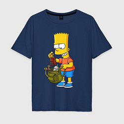 Мужская футболка оверсайз Барт Симпсон разбирает свой рюкзак