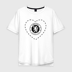 Футболка оверсайз мужская Лого Chelsea в сердечке, цвет: белый