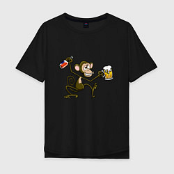 Мужская футболка оверсайз Обезьянка с пивом