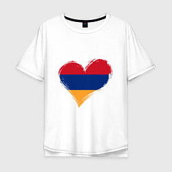 Футболка оверсайз мужская Сердце - Армения, цвет: белый