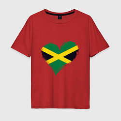 Футболка оверсайз мужская Сердце - Ямайка, цвет: красный