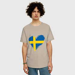 Футболка оверсайз мужская Сердце - Швеция, цвет: миндальный — фото 2