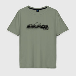 Мужская футболка оверсайз Бездорожье, горы и лес