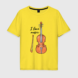 Футболка оверсайз мужская Я люблю скрипку, цвет: желтый