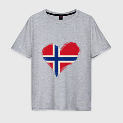 Футболка оверсайз мужская Сердце - Норвегия, цвет: меланж