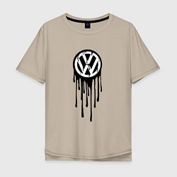 Футболка оверсайз мужская Volkswagen - art logo, цвет: миндальный