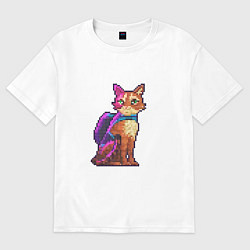 Футболка оверсайз мужская Stray pixel art, цвет: белый