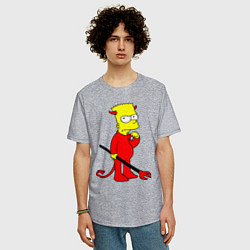 Футболка оверсайз мужская Bart Simpson - devil, цвет: меланж — фото 2