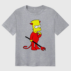 Футболка оверсайз мужская Bart Simpson - devil, цвет: меланж