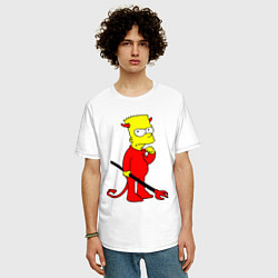 Футболка оверсайз мужская Bart Simpson - devil, цвет: белый — фото 2