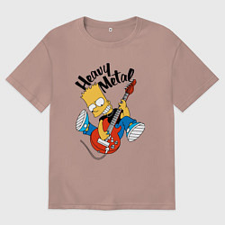 Футболка оверсайз мужская Барт Симпсон - гитарист - heavy metal, цвет: пыльно-розовый