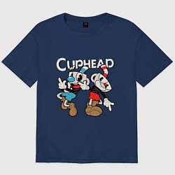 Футболка оверсайз мужская Cuphead - Mugman, цвет: тёмно-синий