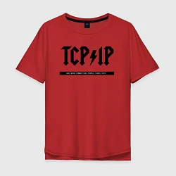 Футболка оверсайз мужская TCPIP Connecting people since 1972, цвет: красный