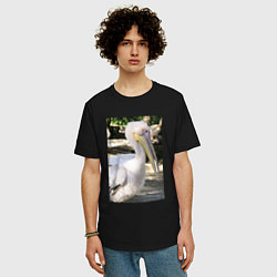 Футболка оверсайз мужская Пеликан в природе, цвет: черный — фото 2