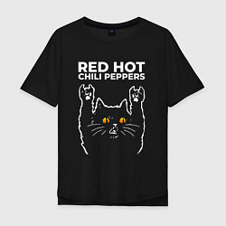 Футболка оверсайз мужская Red Hot Chili Peppers rock cat, цвет: черный