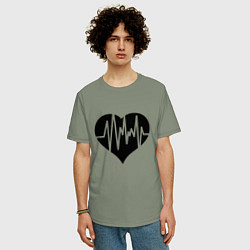 Футболка оверсайз мужская Кардиограмма сердца, цвет: авокадо — фото 2