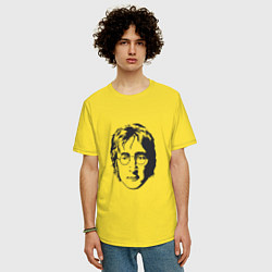 Футболка оверсайз мужская Битлз - Джон Леннон, цвет: желтый — фото 2