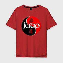 Футболка оверсайз мужская Дзюдо Инь Янь, цвет: красный
