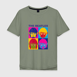 Футболка оверсайз мужская The Beatles Monkeys, цвет: авокадо