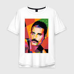 Мужская футболка оверсайз Фредди Меркьюри - полигональный поп-арт